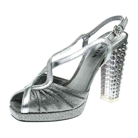 prada silver sling backs|Prada sling back shoes.